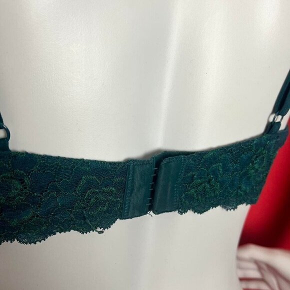 la vie en rose  / Dark emerald green lace bra with sparkle and bow accent‌‌‌‌ - Picture 5 of 6